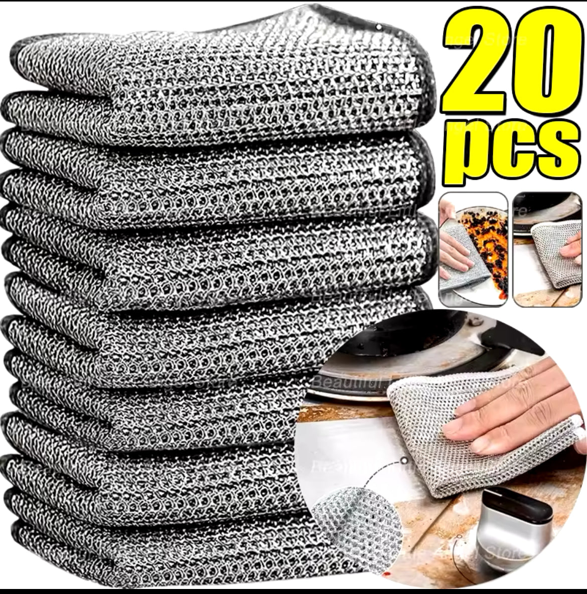 20 Microfiber Steel Washcloths