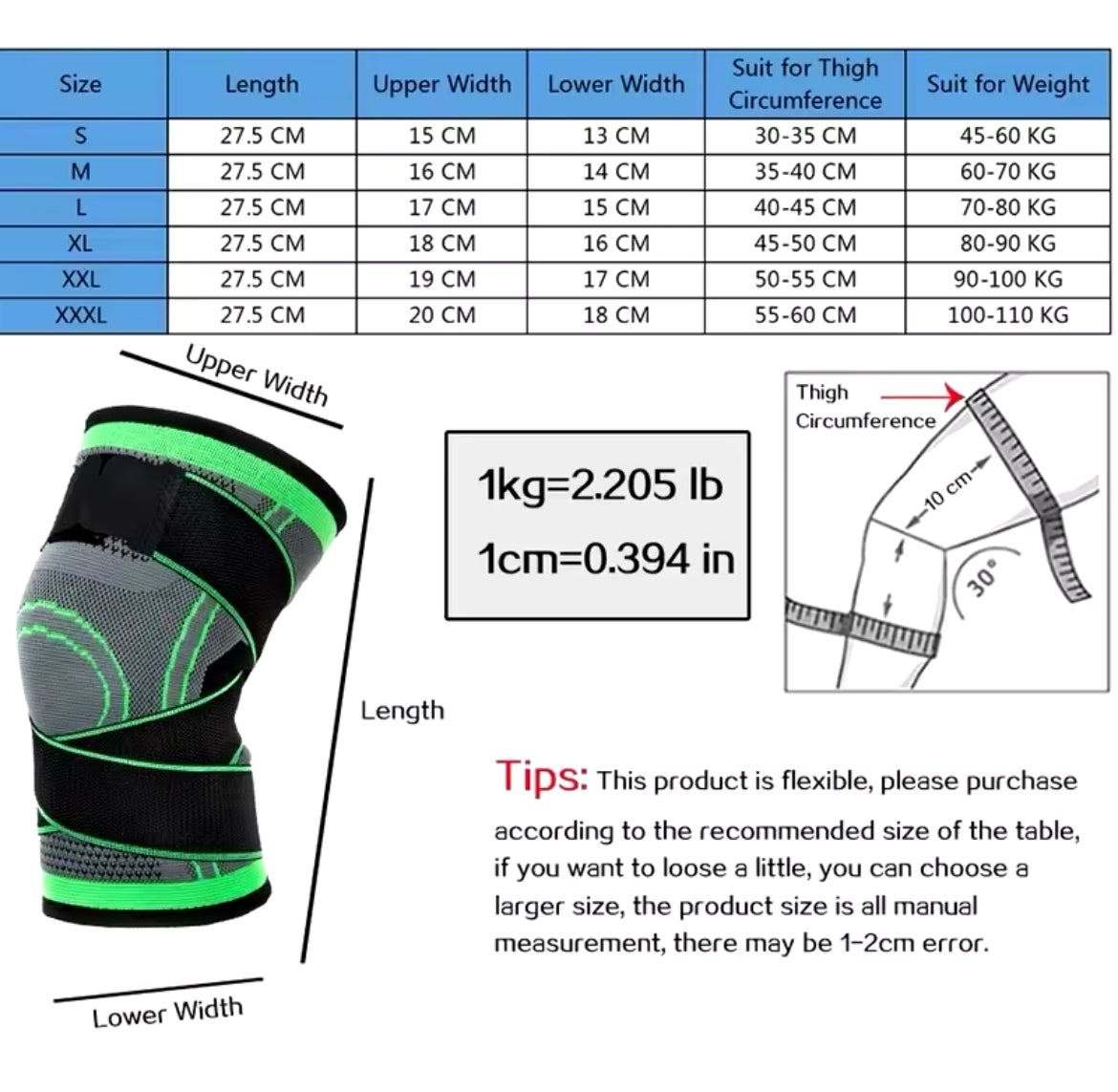 1 Pcs Knee Pads Braces Sports  for Arthritis Compression Sleeve