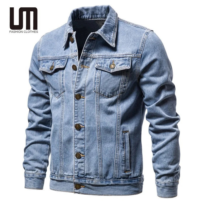 Men's Plus Size Winter Denim Coat - Casual Outerwear - Tops, Menswear