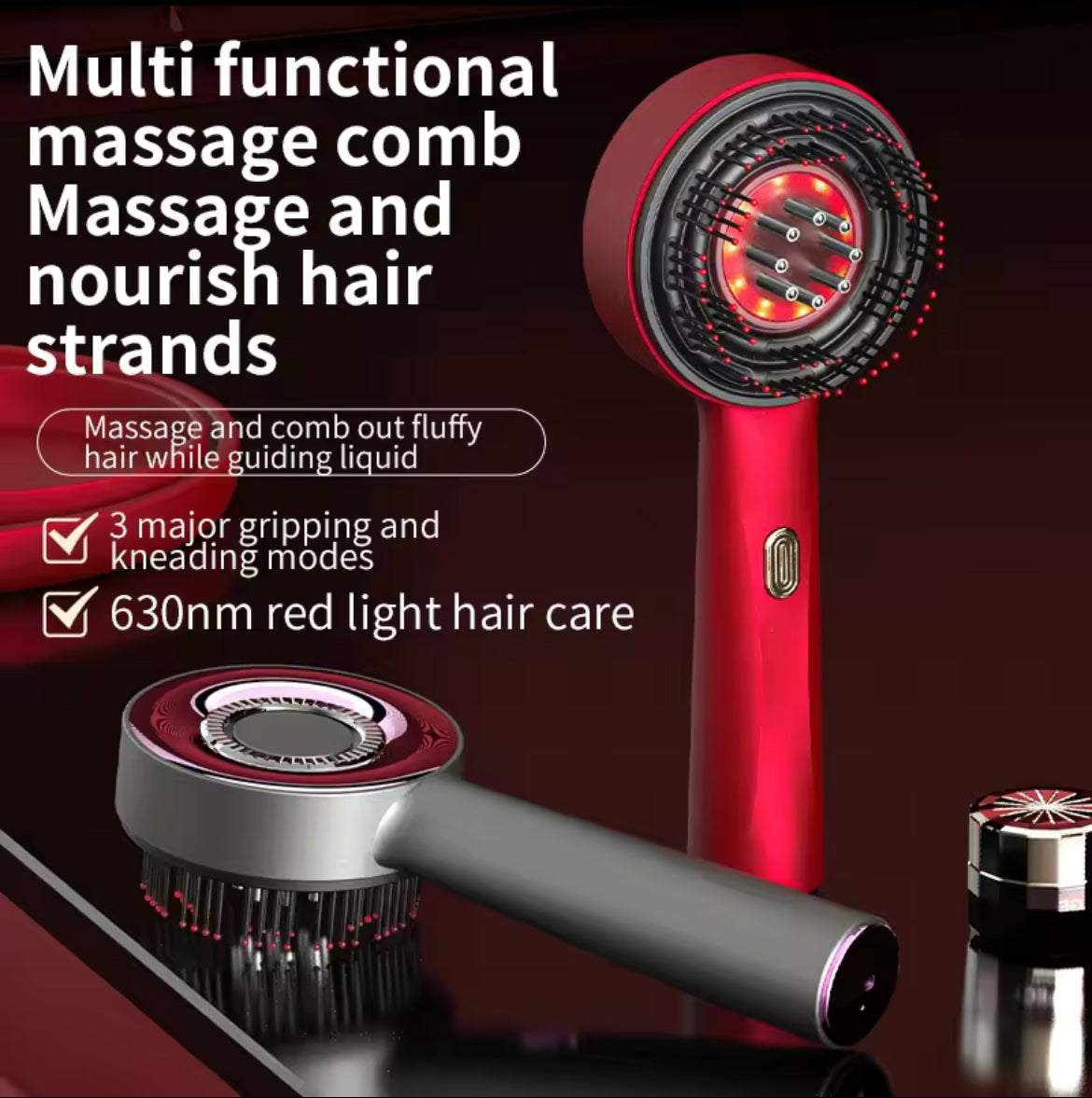 Electric Vibration Massage Comb Red Light Therapy Hair Growth Massage Scalp Brush Anti H.