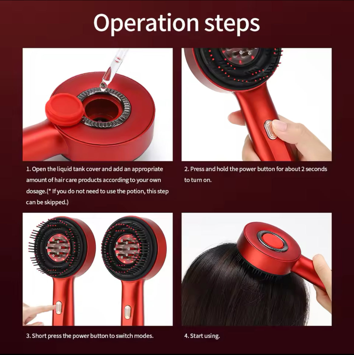 Electric Vibration Massage Comb Red Light Therapy Hair Growth Massage Scalp Brush Anti H.