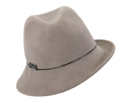 Grey felt ladeis winter fedora hat