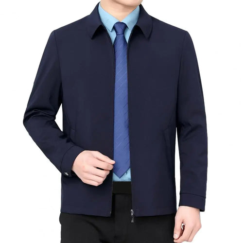 Men Coat Stylish Men's Lapel Collar Business Jacket with Zipper