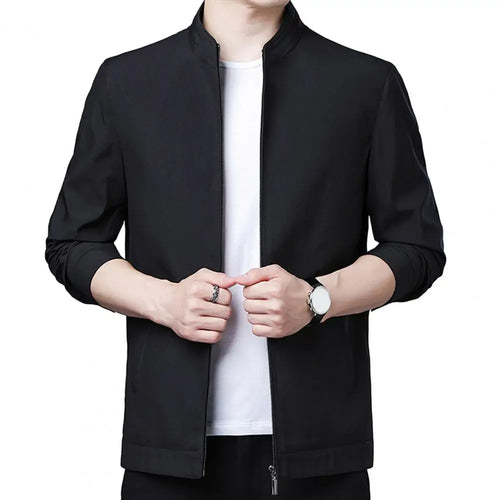 Spring Autumn Jacket Stylish Men's Slim Fit Suit Jacket with Stand