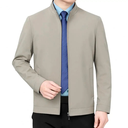 Men Coat Stylish Men's Lapel Collar Business Jacket with Zipper