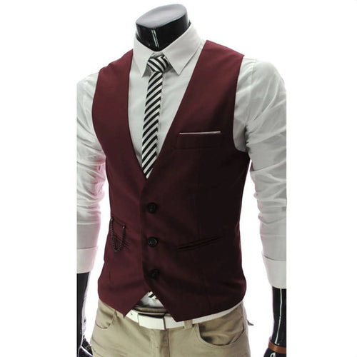 Formal Groom Wedding Suit Vest Male Coat Sleeveless Slim Fit Business