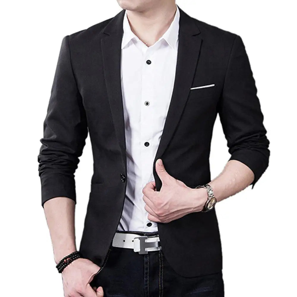 Men Formal Business Suit Coat One Button Black Blue Red Men Slim Fit