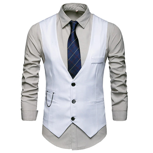 High Quality Dress Vest Men Slim Fit Groom Wedding Coat Waistcoat