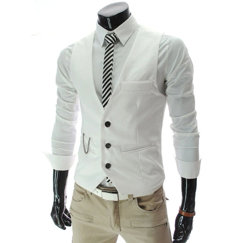 Formal Groom Wedding Suit Vest Male Coat Sleeveless Slim Fit Business