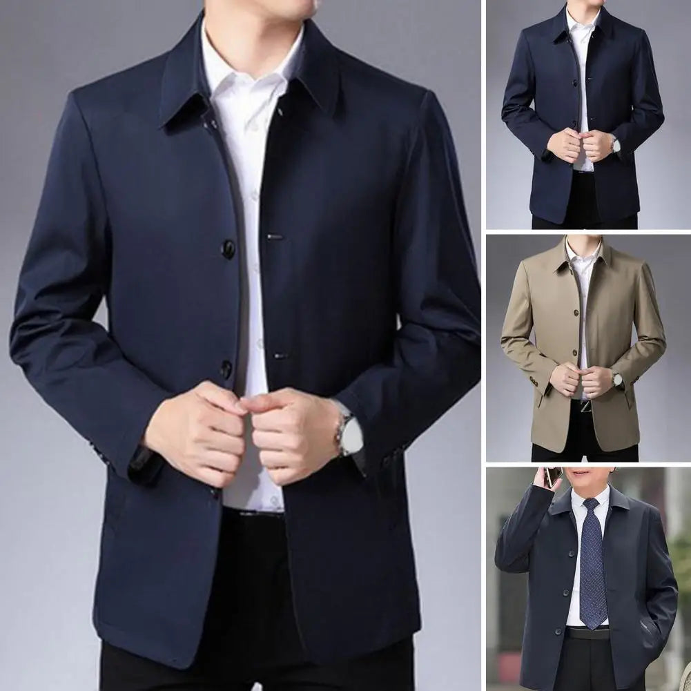 Single Breasted Coat Stylish Men's Single Breasted Business Classic