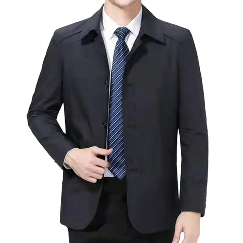 Men Blazer Jacket Spring Autumn Long Sleeve Turn-down Collar Single