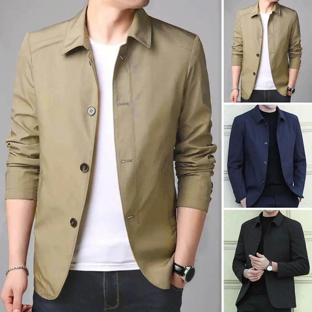 Casual Men Blazer Spring Autumn Stylish Business Casual Jacket Solid