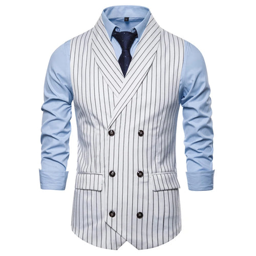 Men\\\'s Lapel Vest  Retro Striped Button Waistcoat Jacket  Formal