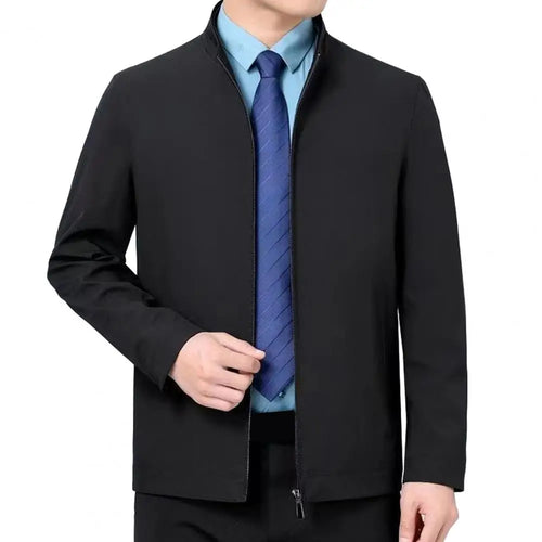 Men Coat Stylish Men's Lapel Collar Business Jacket with Zipper