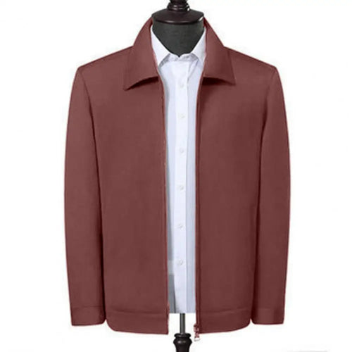 Men Jacket Lapel Solid Color Mid-aged Elderly Spring Jacket Formal