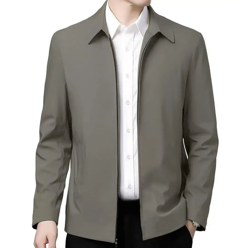 Men Jacket Lapel Solid Color Mid-aged Elderly Spring Jacket Formal