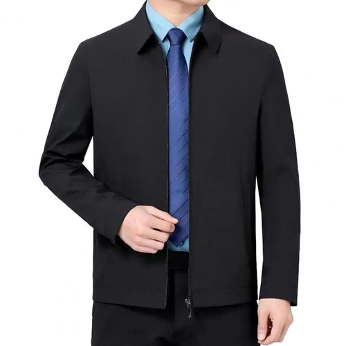 Men Coat Stylish Men's Lapel Collar Business Jacket with Zipper