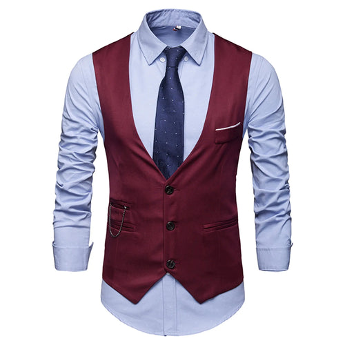 High Quality Dress Vest Men Slim Fit Groom Wedding Coat Waistcoat