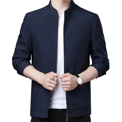 Spring Autumn Jacket Stylish Men's Slim Fit Suit Jacket with Stand