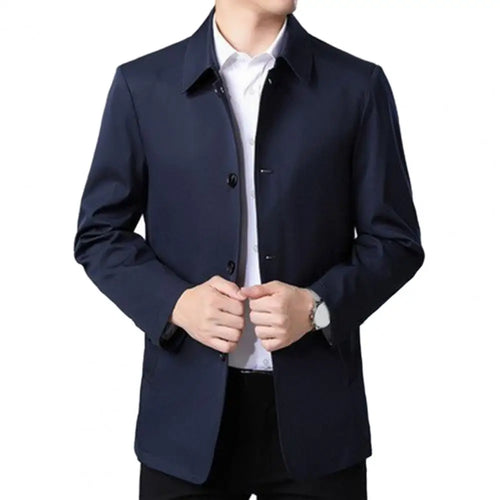 Men Blazer Jacket Spring Autumn Long Sleeve Turn-down Collar Single