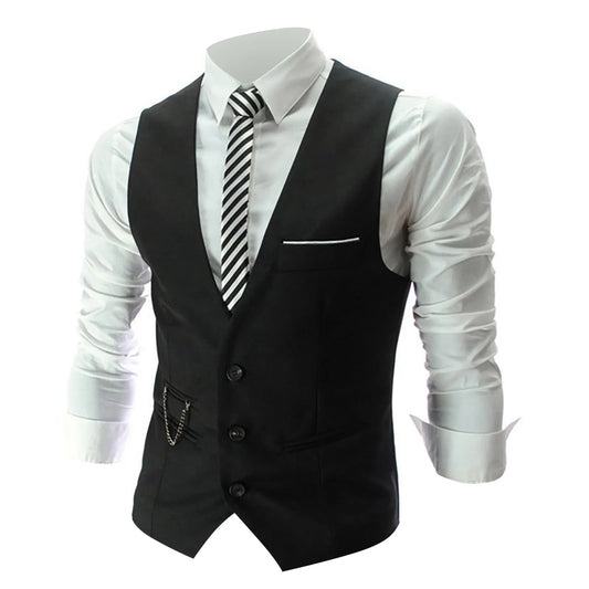 Formal Groom Wedding Suit Vest Male Coat Sleeveless Slim Fit Business