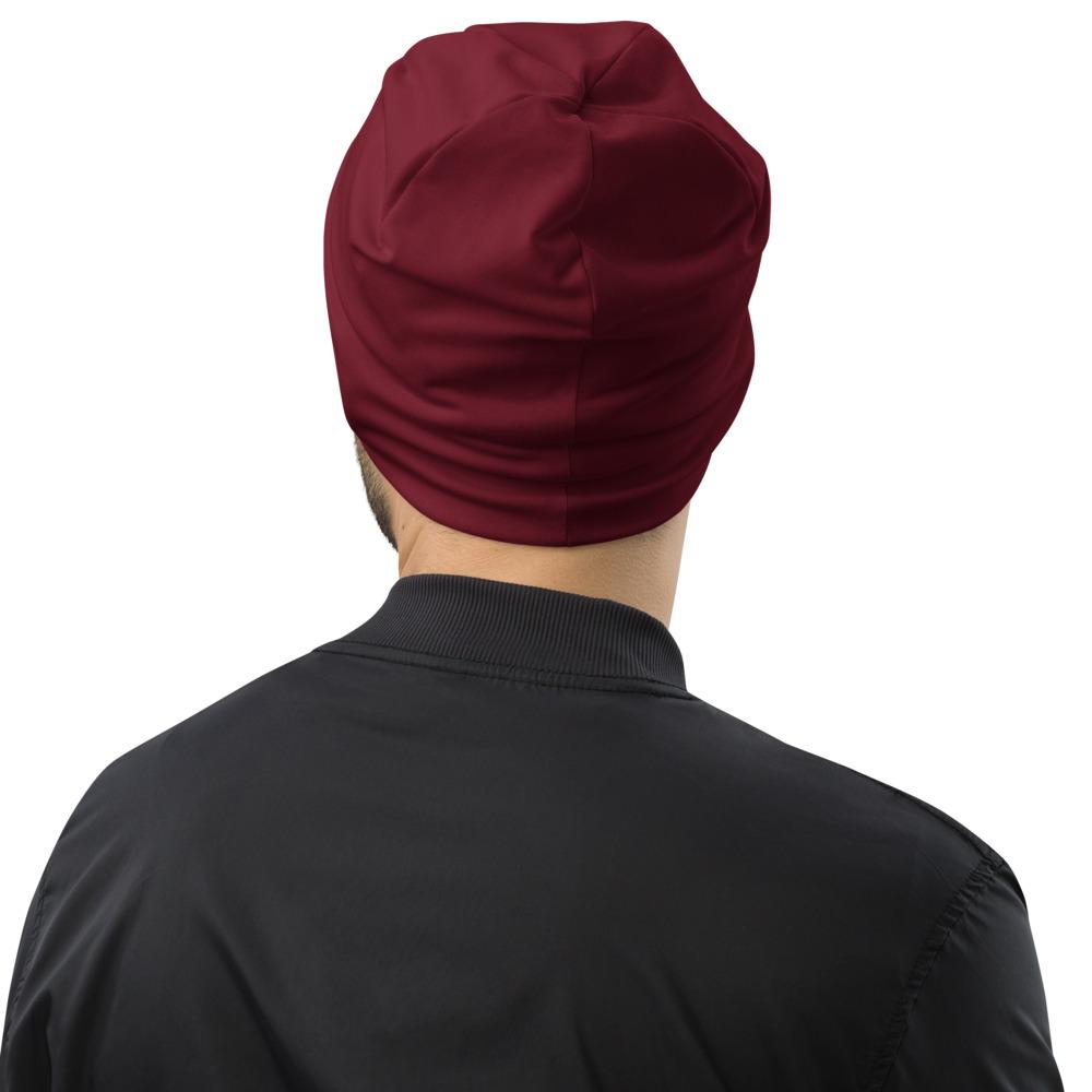 Beanie Hat - Burgundy Slouchy Beanie Prayer Warrior Print Men/women